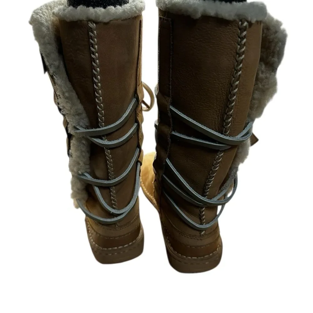 UGG Australia Catalina Tall Boots Honey Bun Womens 5 EU 36 Shearling Leather